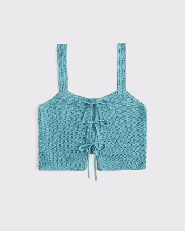 Women's Crochet-Style Tie-Front Tank | Women's Tops | Abercrombie.com | Abercrombie & Fitch (US)