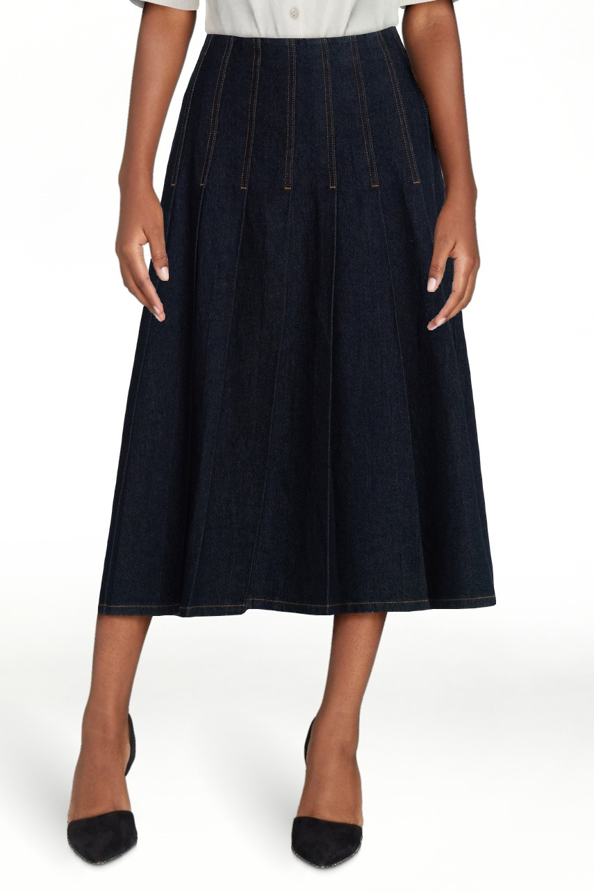 Free Assembly Women's and Women's Plus Stitch Pleated Denim Maxi Skirt, Size 0-28 | Walmart (US)