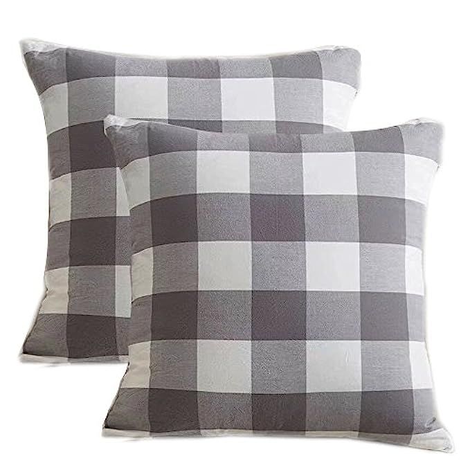Pack Of 2,Buffalo Checker Plaids Cotton Soft And Comfortable Throw Pillow Cover Cushion Case For Sof | Amazon (US)