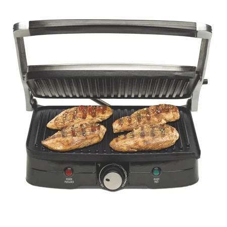 Hamilton Beach 2-in-1 Electric Indoor Grill and Panini Press with Nonstick Plates, Stainless Steel | Walmart (US)