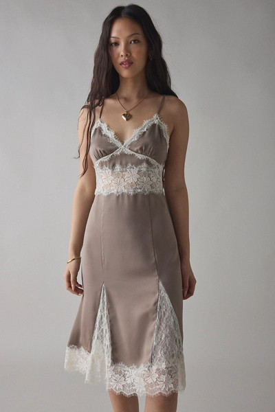 Kimchi Blue Dipped In Lace Satin Slip Midi Dress | Urban Outfitters (US and RoW)