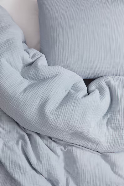 H & M - Musselin-Bettwäsche für Einzelbett - Blau - Zuhause | H&M (DE, AT, CH, NL, FI)