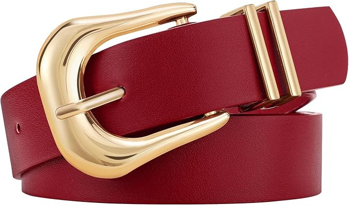LEACOOLKEY Women's Fashion Leather Belt Ladies Casual Formal Waist Belts for Jeans Dress Pants | Amazon (US)