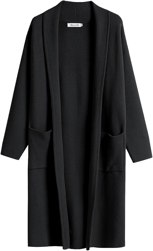 Women's Long Knit Cardigan Sweaters 2023 Fall Open Front Lapel Casual Oversized Dressy Jacket Coa... | Amazon (US)