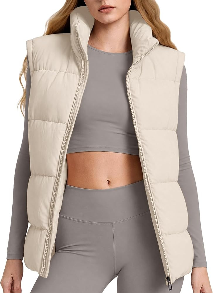 ASPO Womens Puffer Vest Zip Up Sleeveless Quilted Warm Coat | Amazon (US)