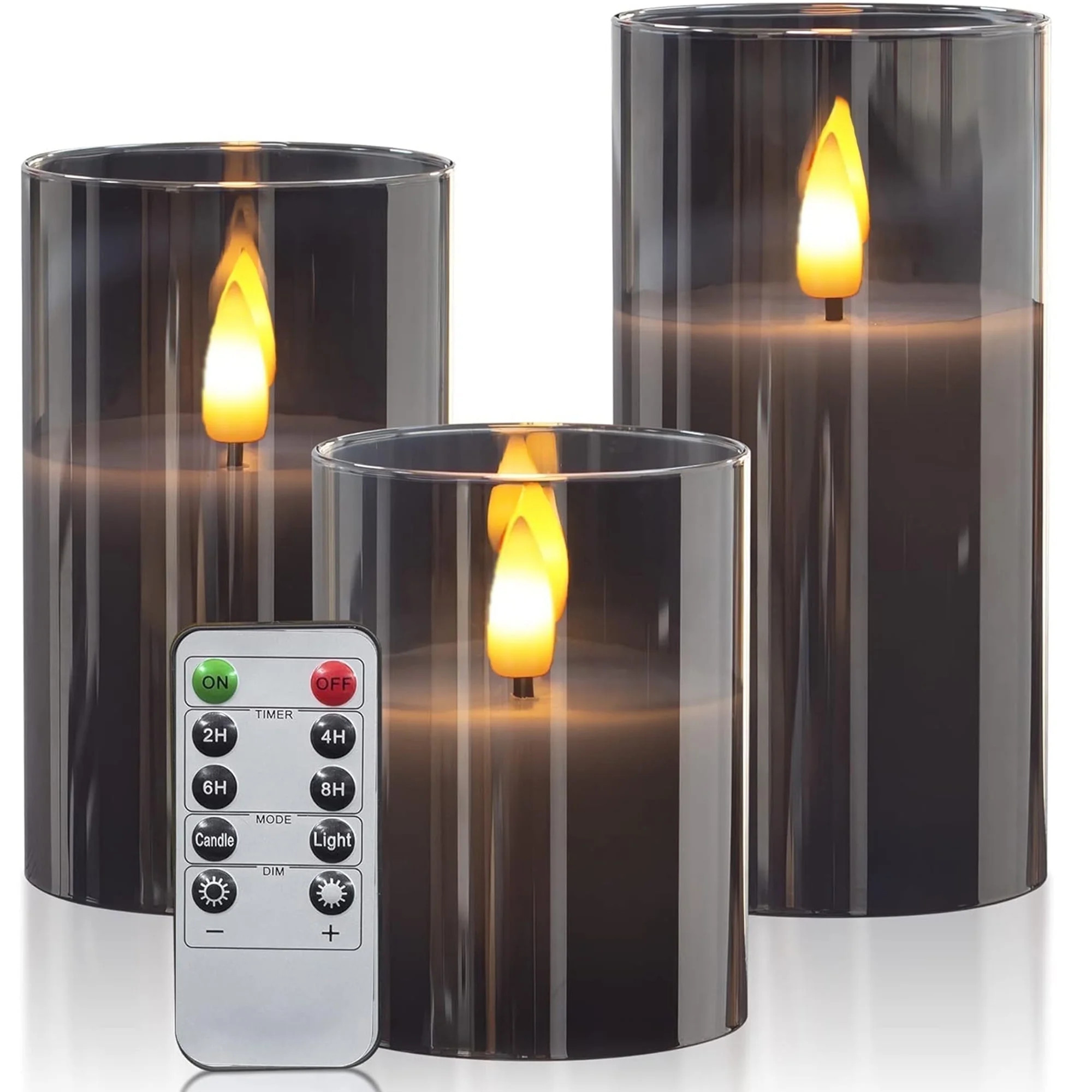 HIDAWN Flameless Candles Flickering with Remote and Timer,3D Wick Acrylic Electric Fake Candles, ... | Walmart (US)