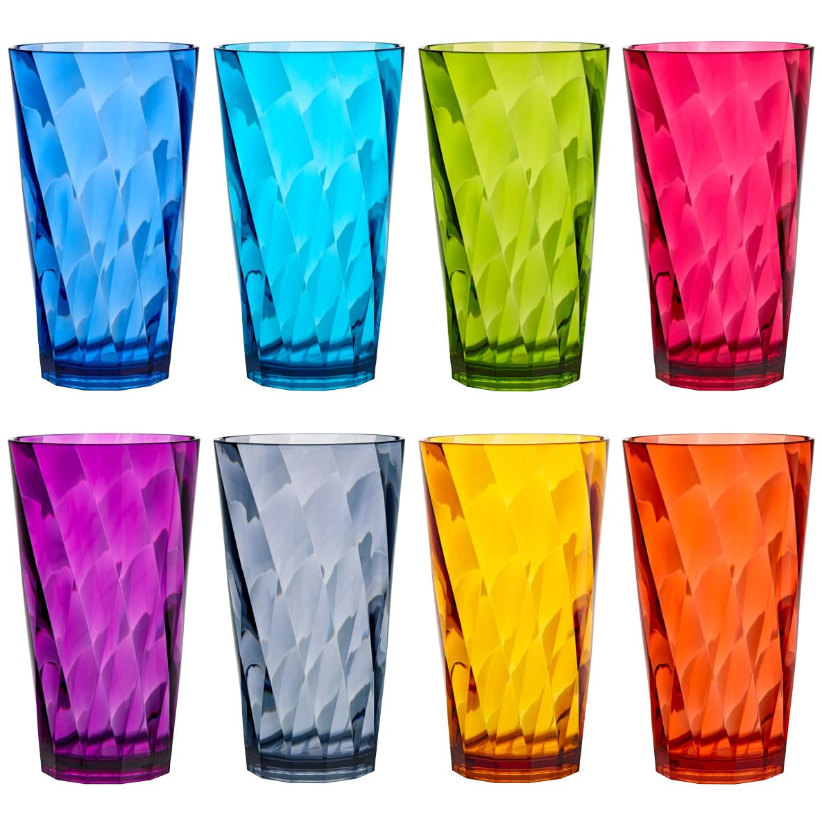 US Acrylic Optix Plastic Reusable Drinking Glasses (Set of 8) 20oz Water Cups in Jewel Tone Color... | Amazon (US)