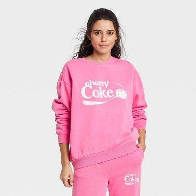 Women&#39;s Coca-Cola Cherry Coke Graphic Sweatshirt - Pink XL | Target