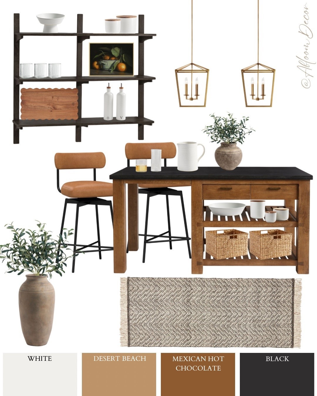 This cozy kitchen design brings together warm wood tones, soft leather seating, and simple black accents to create a space that feels warm and welcoming. 

#LTKHome