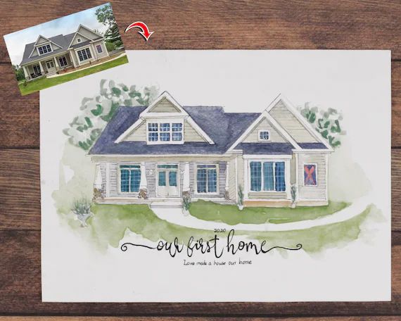 Personalized Watercolor House Portrait, Hand-Painted Home Portrait, Housewarming Gift, First Home... | Etsy (US)