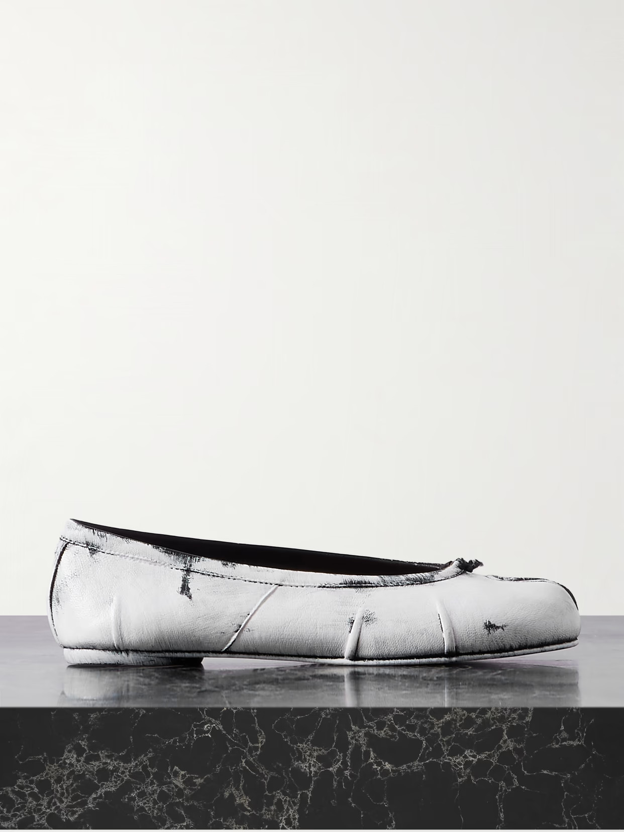 Maison Margiela - Tabi Split-toe Painted Leather Ballet Flats - White | NET-A-PORTER (UK & EU)