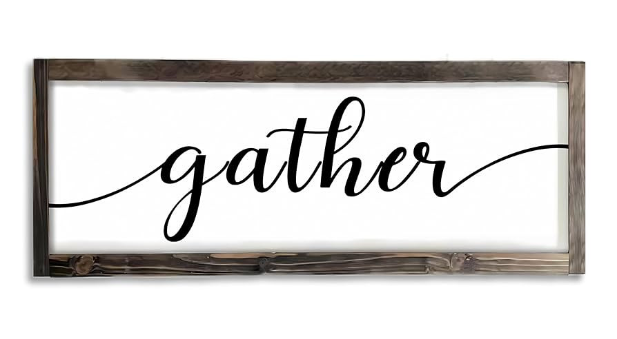 Dazingart Gather Signs For Home Decor White, Rustic Farmhouse Dining Room Decor Wood Wall Hanging... | Amazon (US)