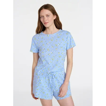 Joyspun Women’s Pointelle Knit Sleepwear Tee with Short Sleeves Sizes XS-3X | Walmart (US)