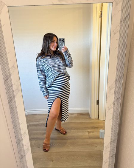 Cutestttt three piece striped navy skirt set from free people!!

Wearing size small in midnight rain color 

Travel outfit, spring outfit, summer outfit, maternity outfit 

#LTKParties #LTKStyleTip #LTKFindsUnder100