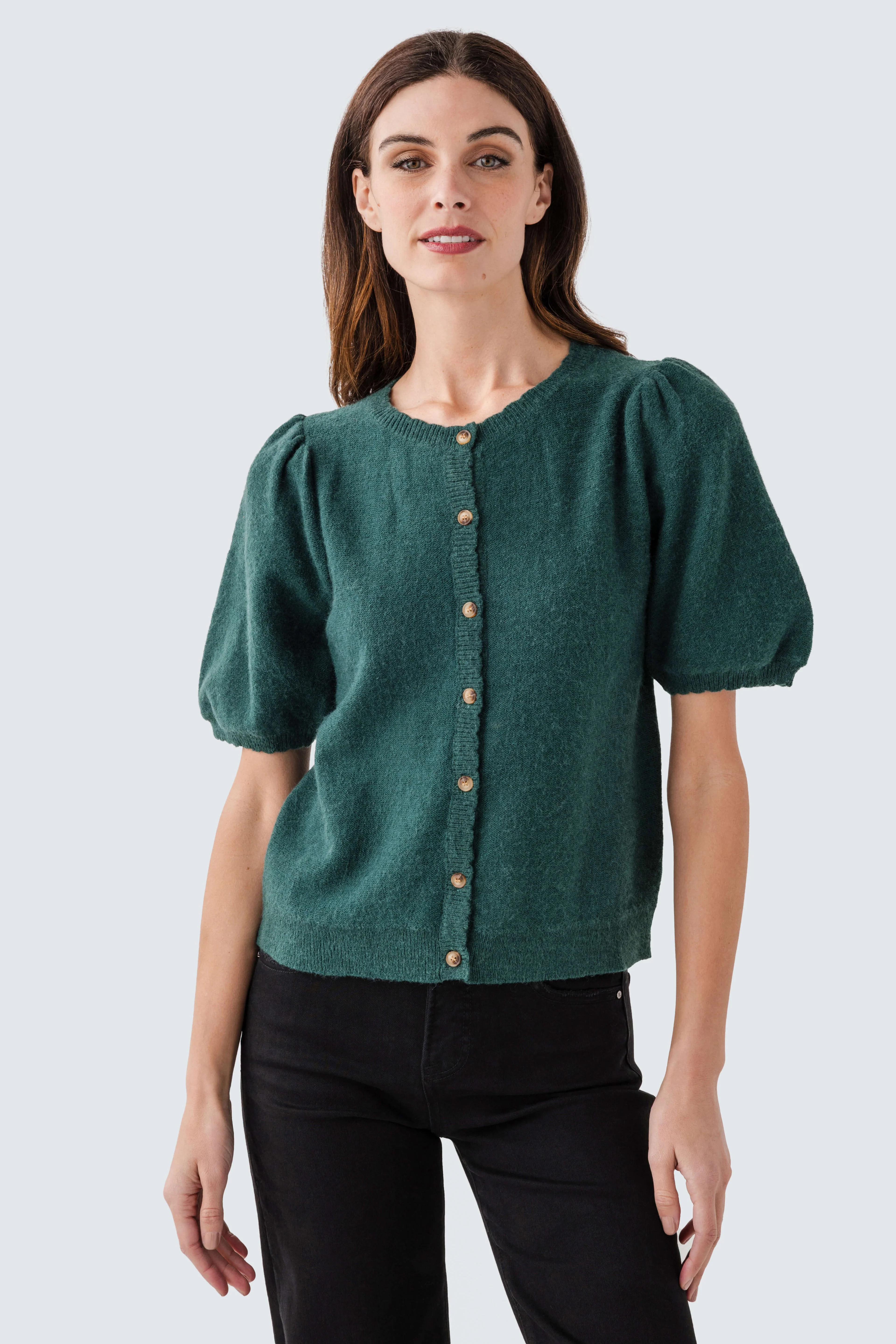 Wishlist Puff Sleeve Button-up Sweater Cardigan | Social Threads