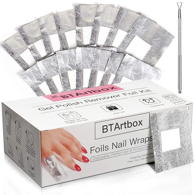 Gel Nail Polish Remover - Gel Polish Remover Wraps BTArtbox Nail Foil Wraps 200Pcs Soak Off Gel R... | Amazon (US)