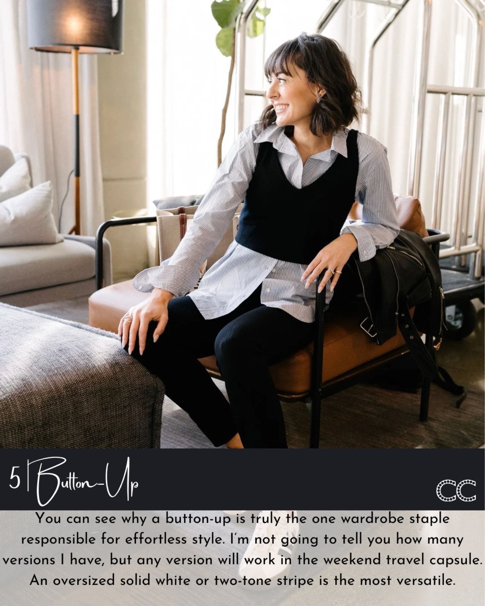 WEEKEND GETAWAY CAPSULE download the 30 page look book and seven item, checklist and shopping links here

https://closetchoreography.com/weekend-travel-capsule-wardrobe/?mc_cid=47c035d784&mc_eid=438f157452