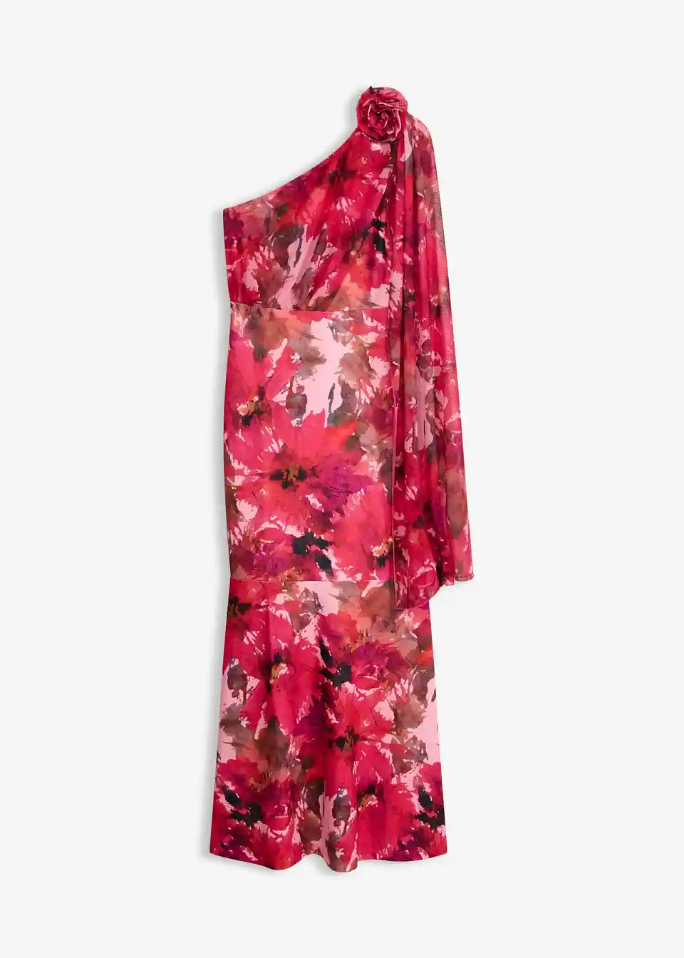 Abendkleid mit One-Shoulder und Blumen-Applikation | Bonprix DE