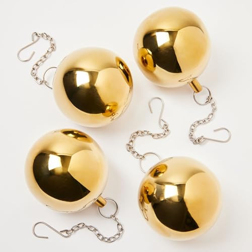 4Pcs Christmas Ornaments Set - 3” Brass Shatterproof Ornaments for Tree, Wreath or Holiday Decor - Christmas Balls with Built-In Cap and Chain Hook for Easy Hanging - Xmas Tree Decorations by Elf Stor | Amazon (US)