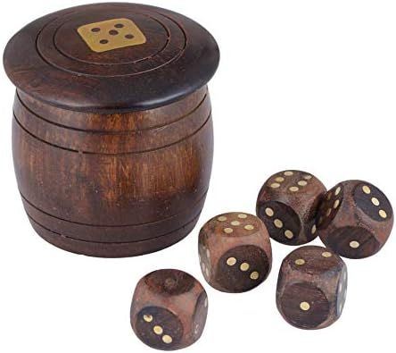 Dice Box Cup with 5 Wood Dot Dices Decorative Holder Storage Box Board Games Unique Organizer for... | Amazon (US)