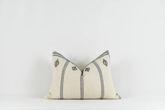Heena Stripe Cotton White Black Stripe Pillow Cover | Etsy | Etsy (US)