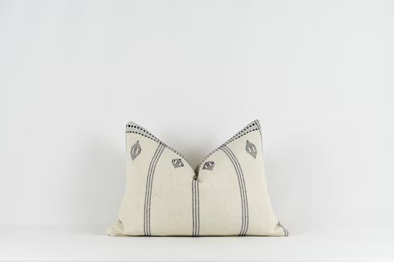Heena Stripe Cotton White Black Stripe Pillow Cover | Etsy | Etsy (US)