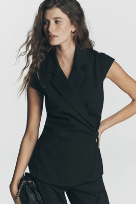 Maeve Short-Sleeve V-Neck Wrap Top | Anthropologie (US)