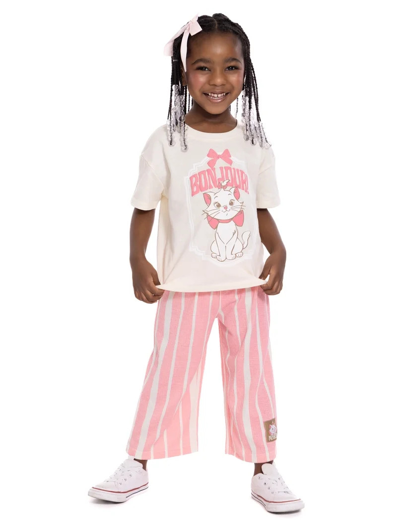 Disney Classics Toddler Girls Graphic Tee and Stripe Pants Set, 2-Piece, Sizes 12M-5T | Walmart (US)
