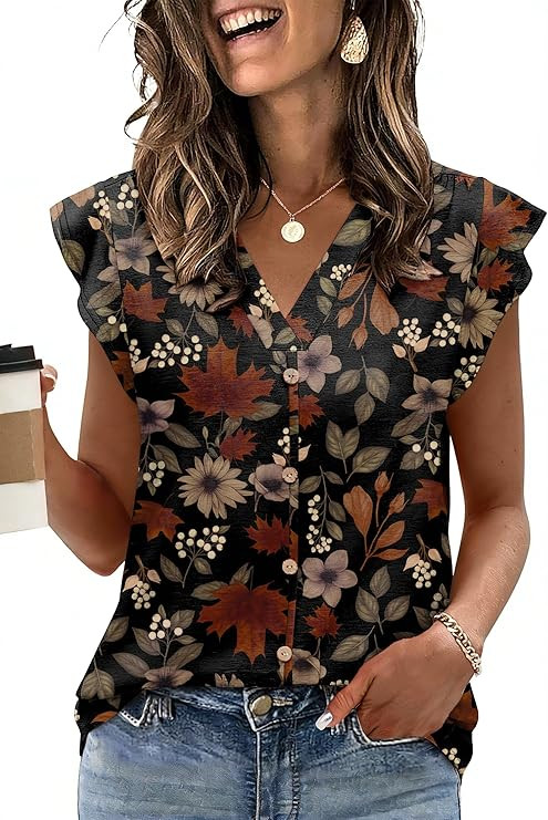 XIEERDUO Womens Tops Ruffle Sleeve Tunic Top Ladies Tops and Blouses Spring Clothes Tunic Tops fo... | Amazon (US)