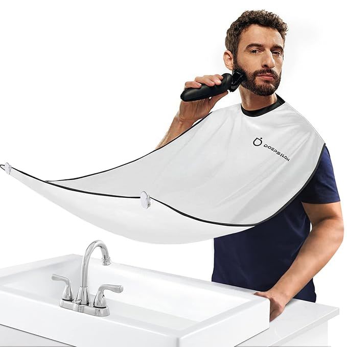 Beard Bib Apron, Beard Hair Clippings Catcher for Shaving and Trimming, Grooming Cape Apron with ... | Amazon (US)