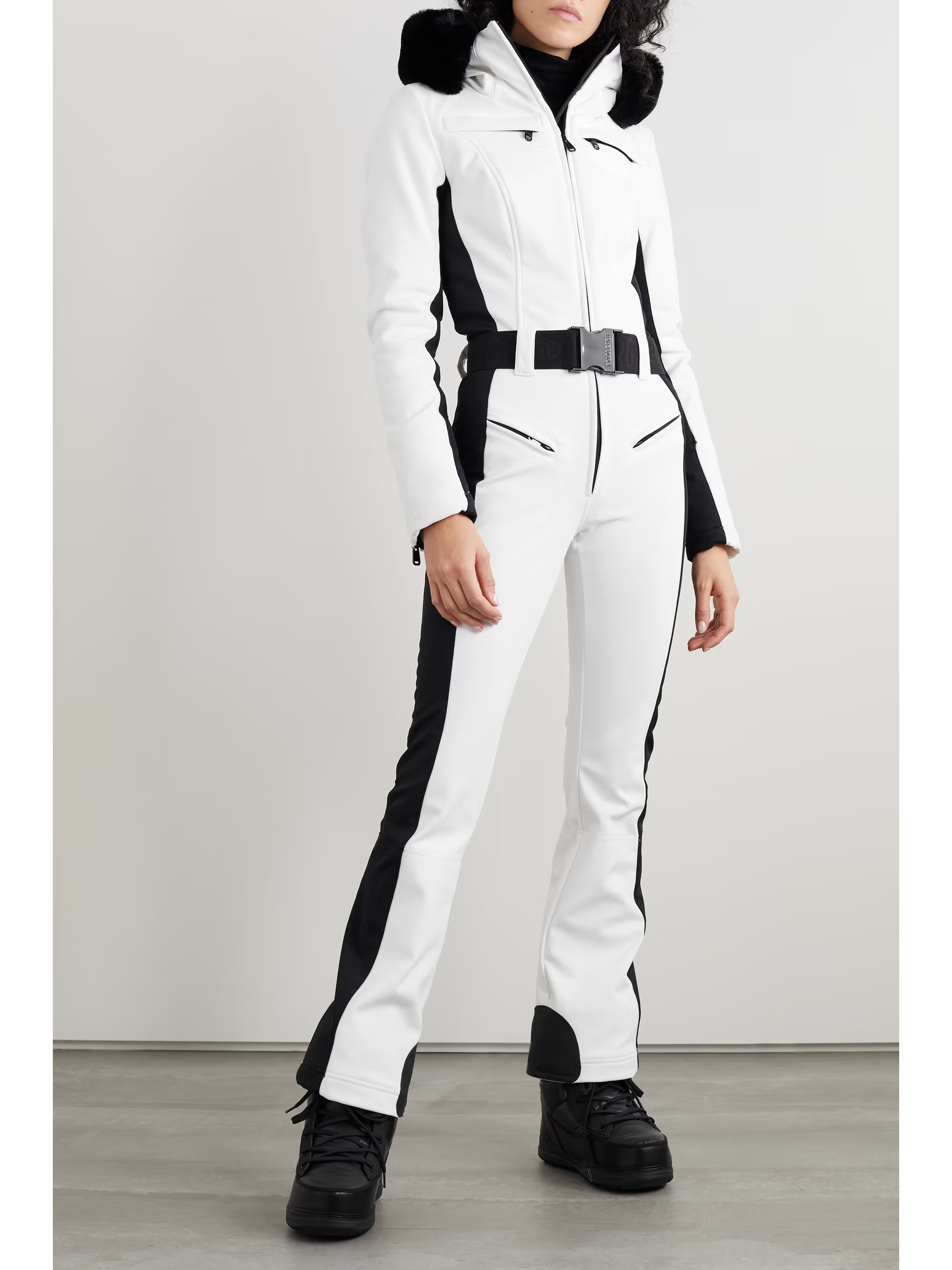 Combinaison de ski à capuche en tissu technique et en fourrure synthétique à ceinture Parry GO... | NET-A-PORTER (UK & EU)