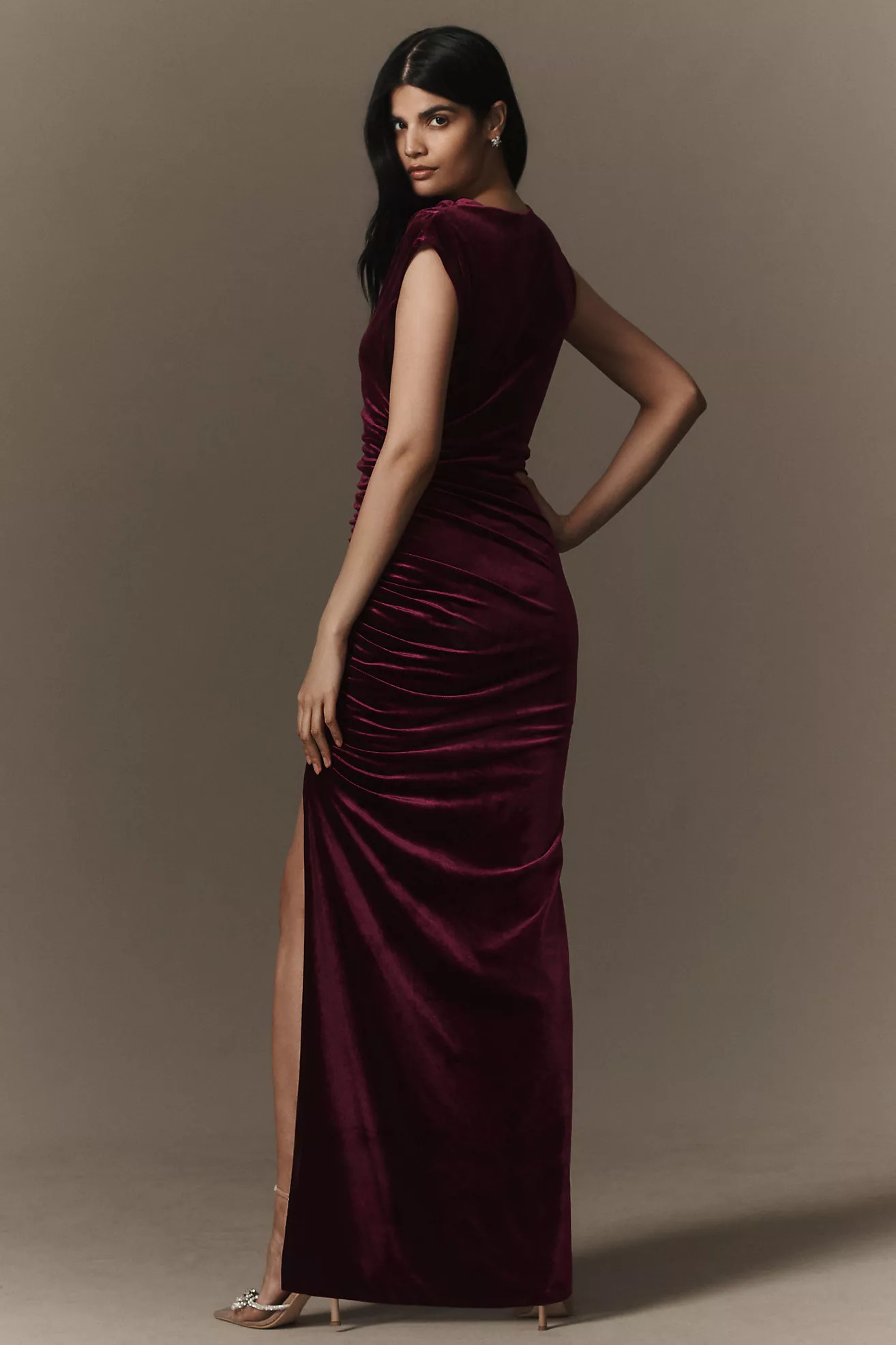 BHLDN Francesca High-Neck Stretch Velvet Maxi Dress | Anthropologie (US)