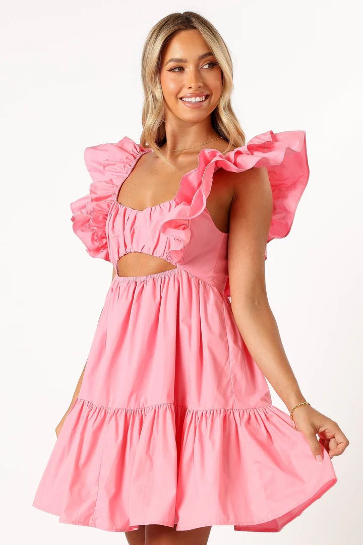 Amias Frill Sleeve Mini Dress - Candy Pink | Petal & Pup (US)