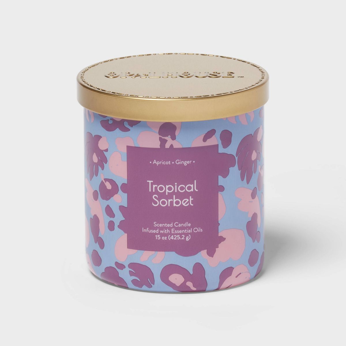 2-Wick Glass Jar 15oz Candle with Patterned Sleeve Tropical Sorbet - Opalhouse™ | Target