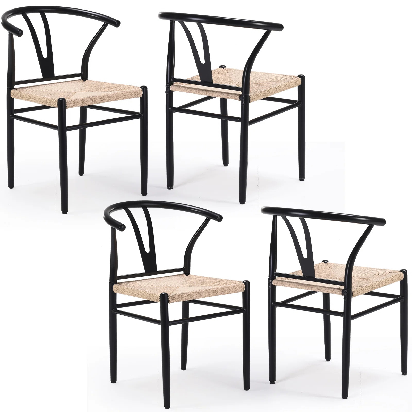 Chanpreet Paper Rope Metal Armchair (Set of 4) | Wayfair North America