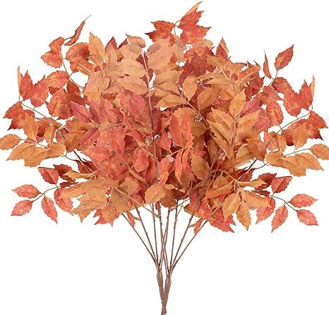 GTIDEA 2 Bunches Fall Maple Leaves Stems Artificial Fake Fall Plants Autumn Flowers Branches Gree... | Amazon (US)