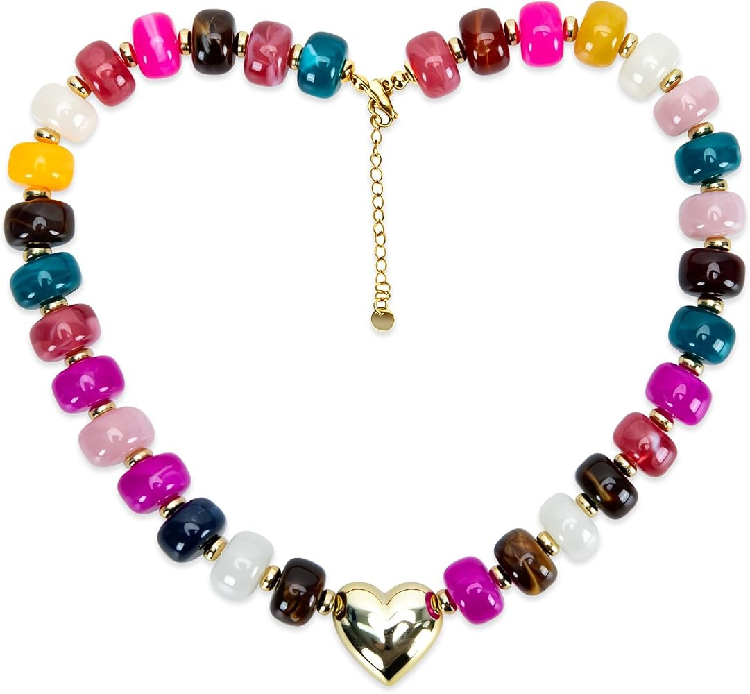 Resin Chunky Beaded Necklaces for Women Multicolor Statement Jewelry Gifts | Amazon (US)
