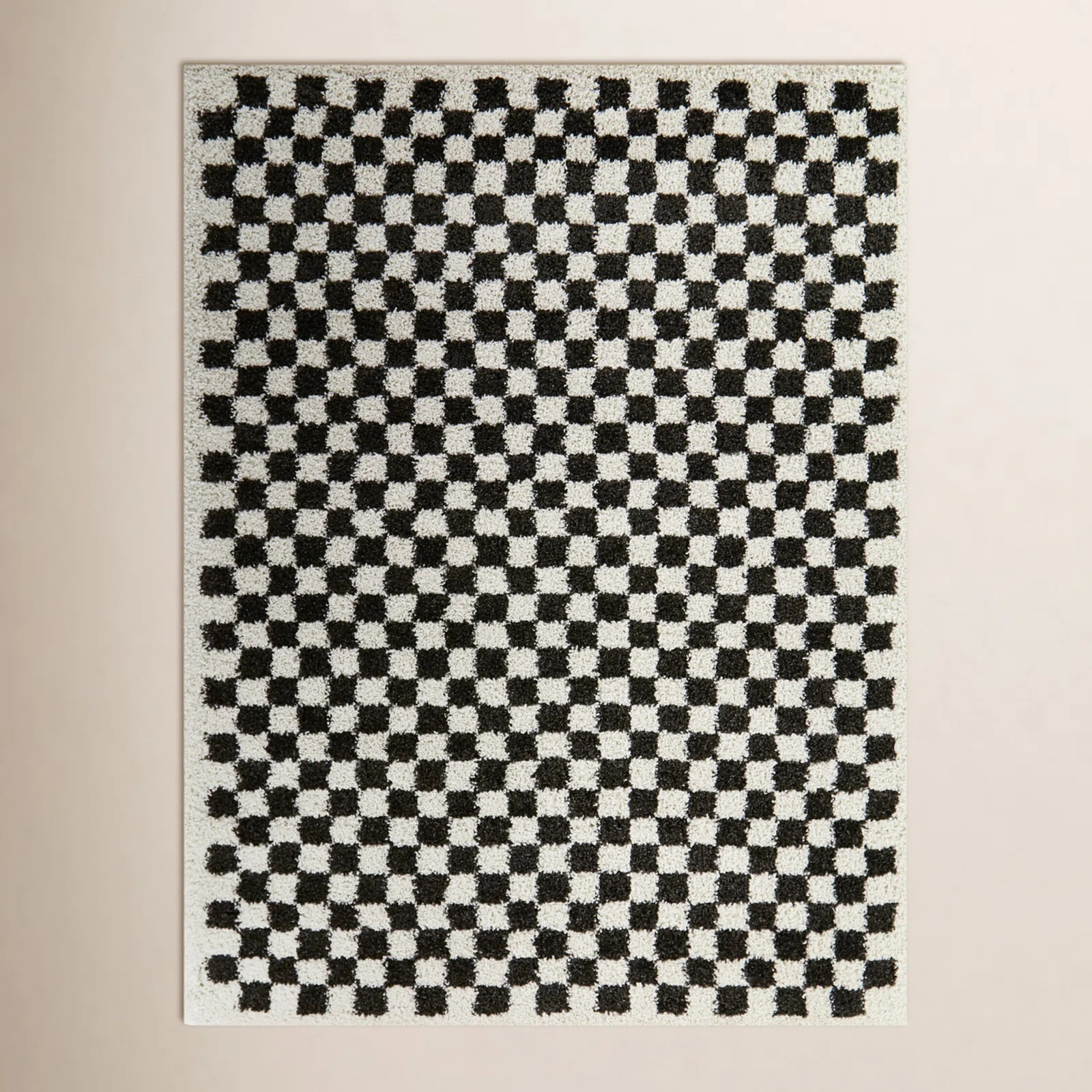 Walker Checkered Charcoal/Cream Shag Area Rug | AllModern