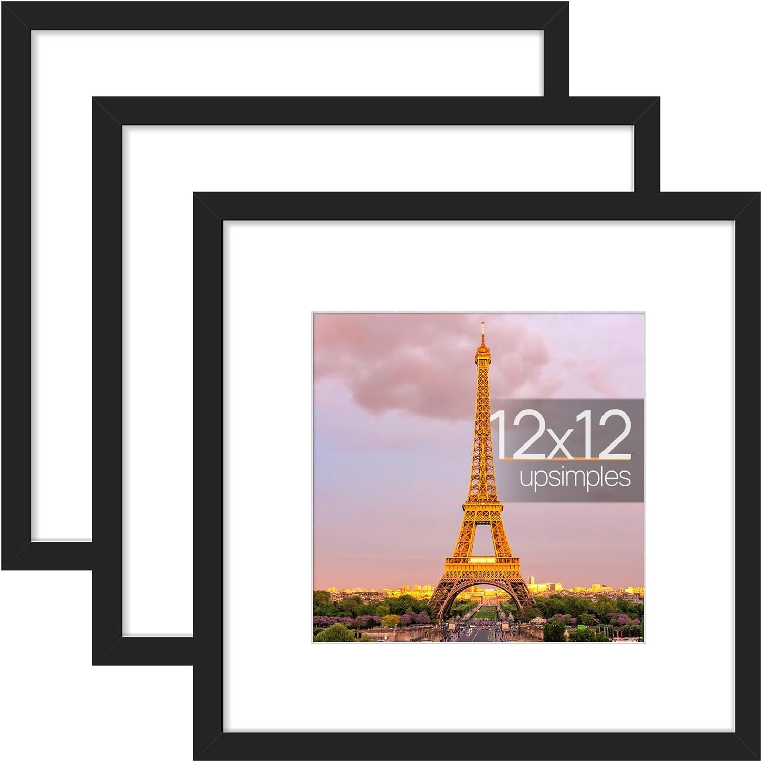 upsimples 12x12 Picture Frame Made of High Definition Glass, Display Pictures 8x8 with Mat or 12x... | Amazon (US)