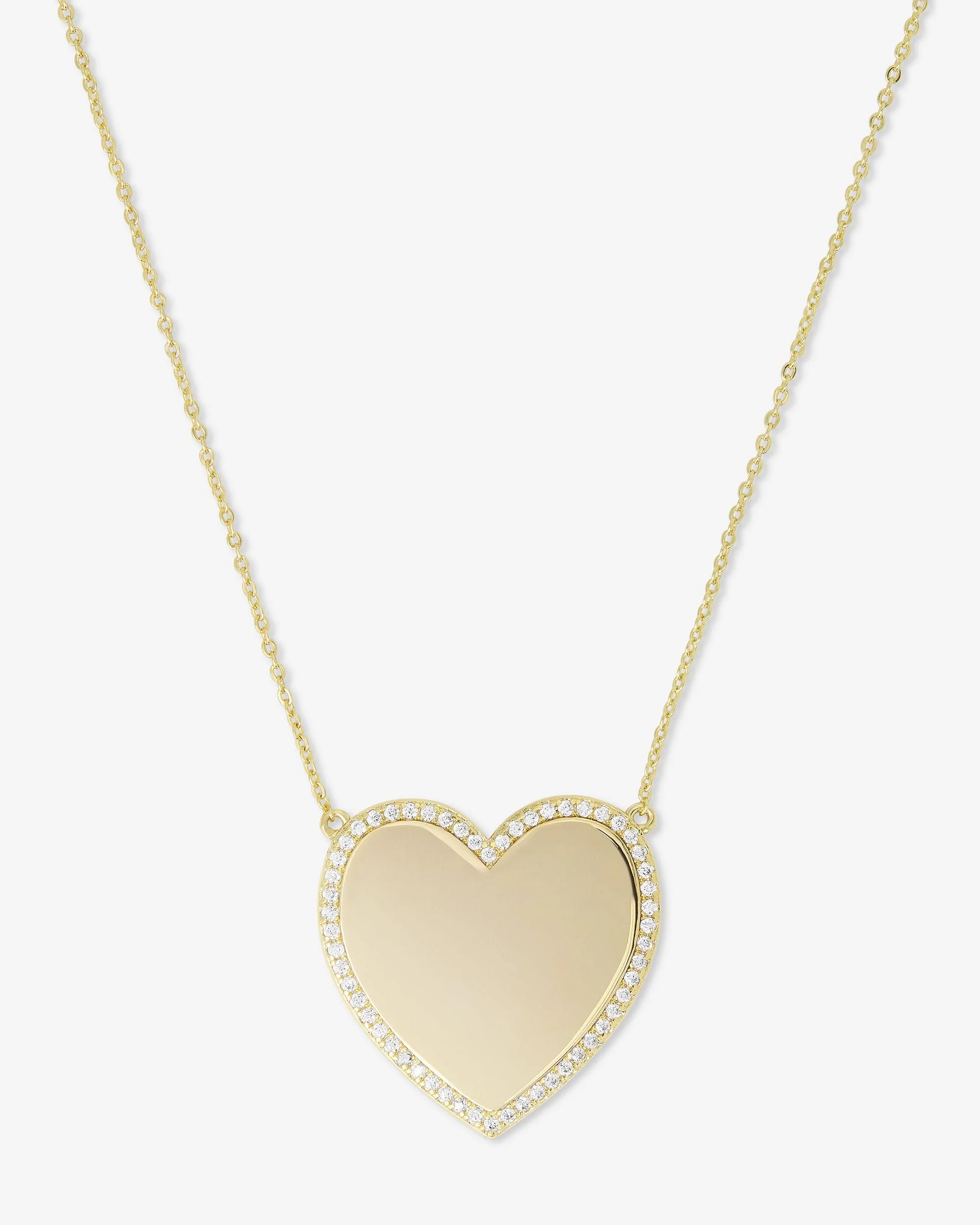 XL You Have My Heart Pavé Necklace - Gold|White Diamondettes | Melinda Maria Jewelry