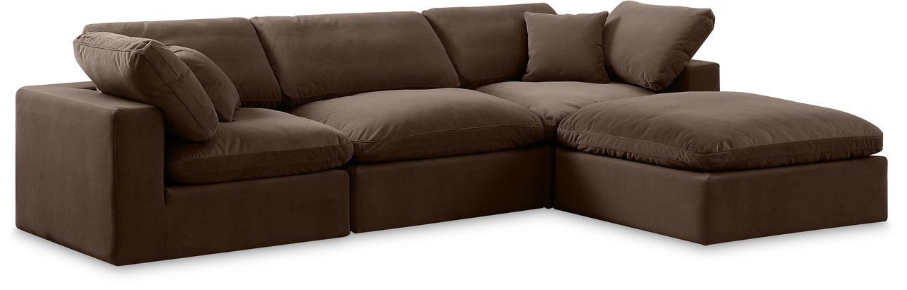 Comfy Velvet Modular Sectional In Brown | 1stopbedrooms