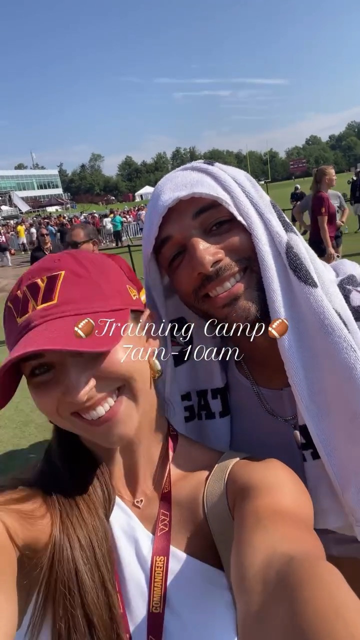 A little vlog of training camp today!!! It feels so good to be back! It was also such an amazing day because I got to pick up my new custom vest from @slightlysznd 😍✨ So excited to style it this season!! 

Video inspired by @donnatrana ✨

#nfl #nfltrainingcamp #trainingcamp #wag #wags #nflwives #dayinmylife #commanders #httc #washingtondc #washington