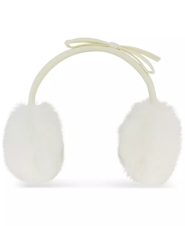 kate spade new york Women's Faux Fur Bow-Trim Earmuffs - Macy's | Macy's