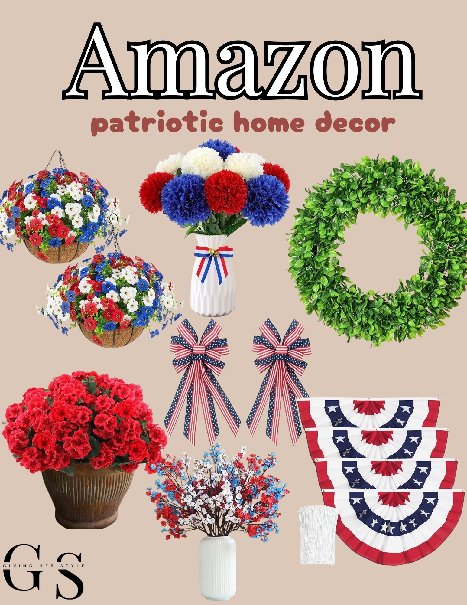 Patriotic home decor from Amazon! 
Memorial Day decor, 4th of July home decor, Memorial Day kitchen decor, porch decor, patio decor, red white and blue, wreath

#LTKSeasonal #LTKHome
