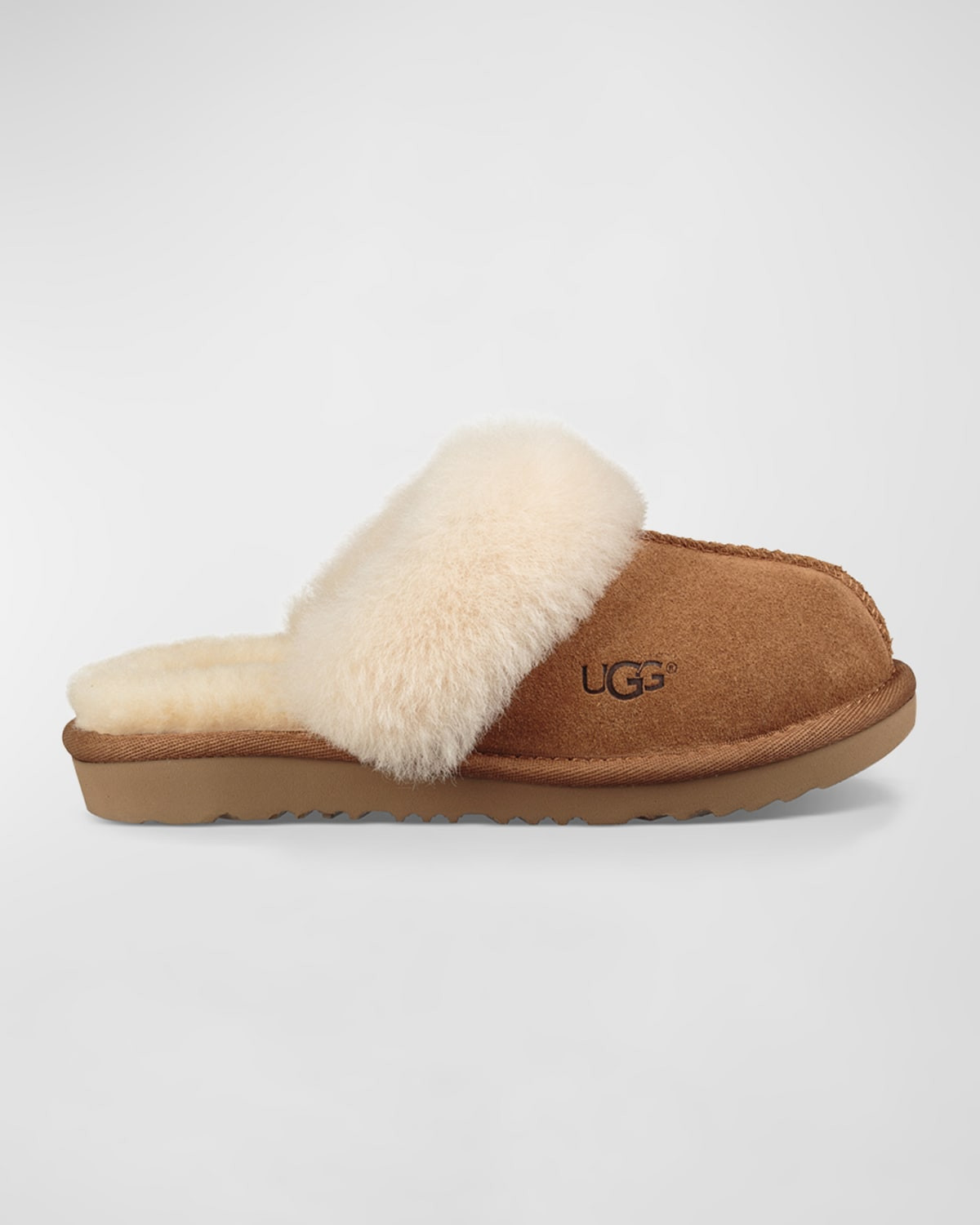 Girl's Cozy II Suede & Shearling Slippers, Kid | Neiman Marcus