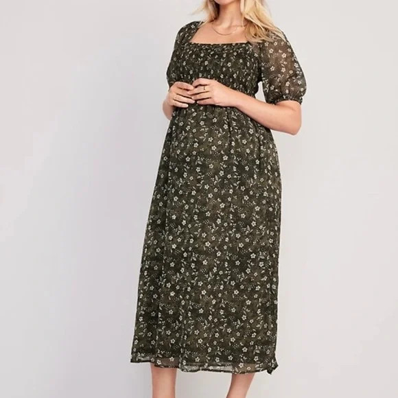 Maternity Puff Sleeve Chiffon Maxi Dress | Poshmark