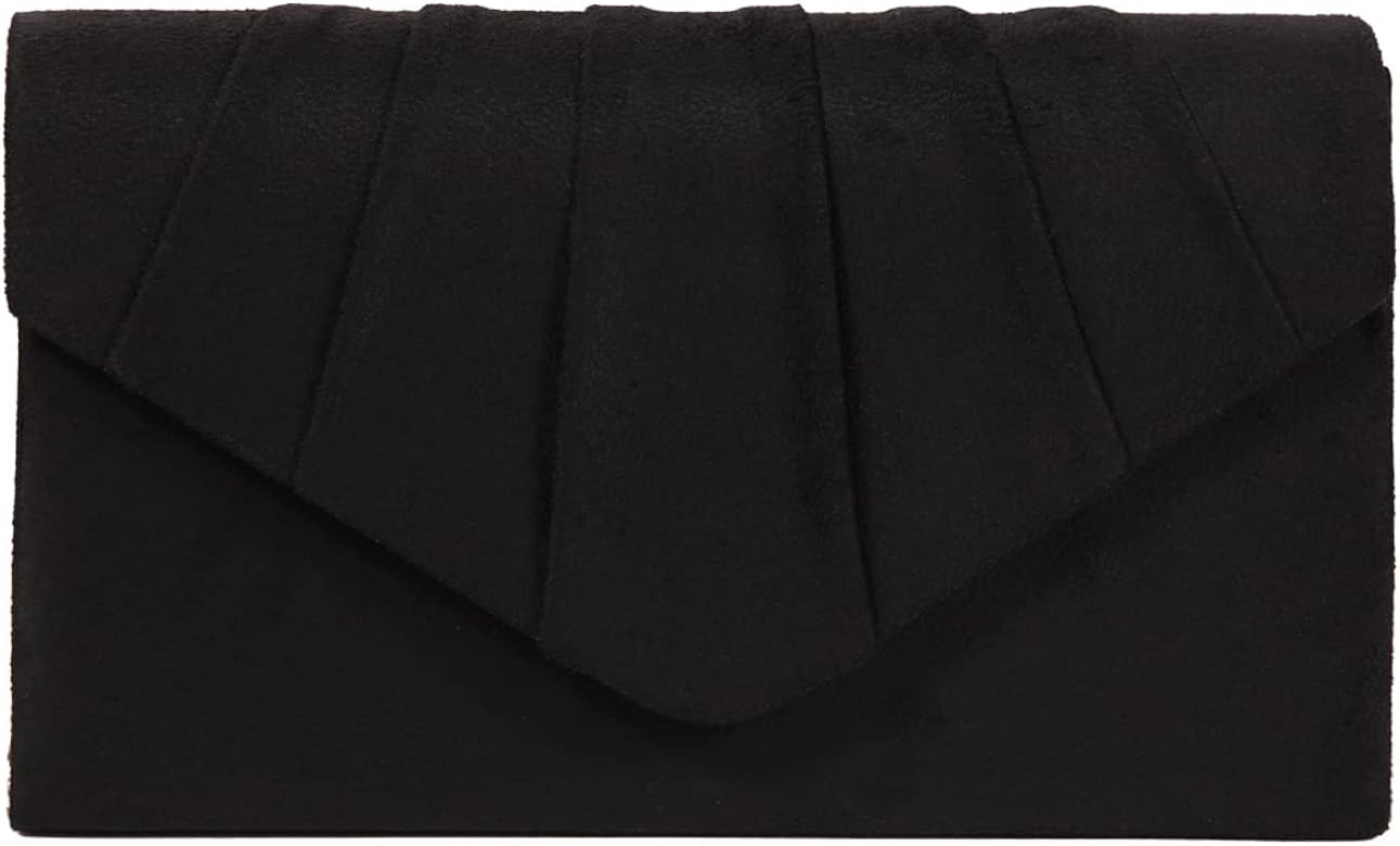 BBjinronjy Clutch Purse Evening Bag for Women Evening Wedding Party Velvet Suede Pleated Handbag | Amazon (US)