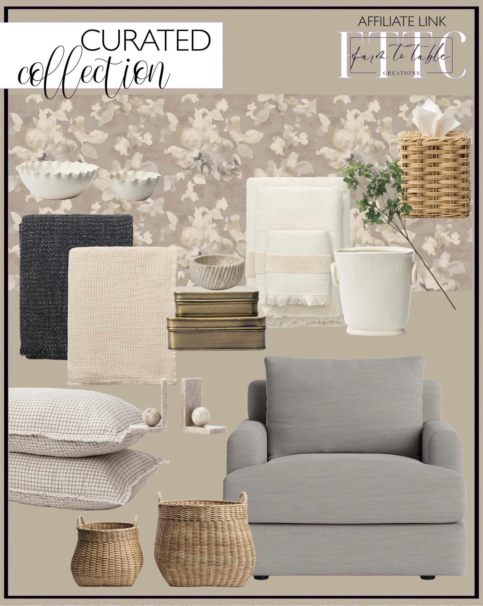 Curated Collection. Follow @farmtotablecreations on Instagram for more inspiration.

Fiorella Wallpaper. Olindo serving bowls. Boyce Woven Basket. Mercer Plaid Shams. Duffy Oversized Throw. Clarissa Throw Blanket. Wicker Tissue Box Cover. Winthrop lounge chair. Powell ceramic vase. Spiral Marble Bowl. Quince Stem. Harriet Brass Boxes. Ellis Beige Bath Towels. Marble Book Ends. 

Bedroom Finds | Living Room | Bedroom Furniture | nightstands | Home Decor| Fireplace Decor | Spring Refresh |  Bedroom Finds | Neutral Stems | Spring Stems | Bookshelf Decor | Bedroom Space | Cozy Corner | Bathroom | Curated Entryway | Spring  Decor | End of Year Clearance | Trending Decor | Viral Decor | Amazon Holiday | Bedroom corner | Coffee Table Decor | Neutral Decor | Fall Stem Sale | Target Finds | Skinny Bench | Bedroom | Living Room | Breakfast Nook | Amazon Home | Target Sale | Loloi Rugs | Magnolia Home | console table | console table styling | faux stems | entryway space | front porch decor | neutral decor | entryway decor | cozy home | affordable decor |  home decor | home inspiration | console styling | entryway rug | cozy moody home | moody home decor | neutral home | bathroom decor | living room | spring decor | Hearth & Hand | Studio McGee




#LTKStyleTip #LTKHome #LTKFindsUnder50