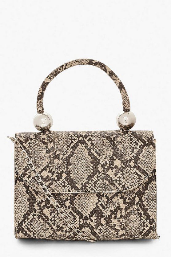 Snake PU Structured Handle Bag & Chain | Boohoo.com (US & CA)