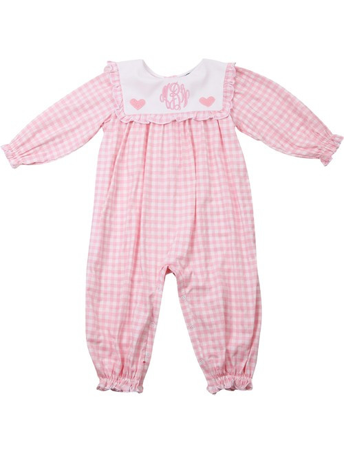 Pink Check Heart Long Bubble | Cecil and Lou